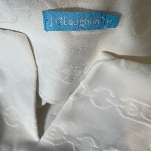 J. McLaughlin 3/4 Sleeve Catalina Cloth Textured Chainlink Top White Sz M V Neck - Picture 11 of 15